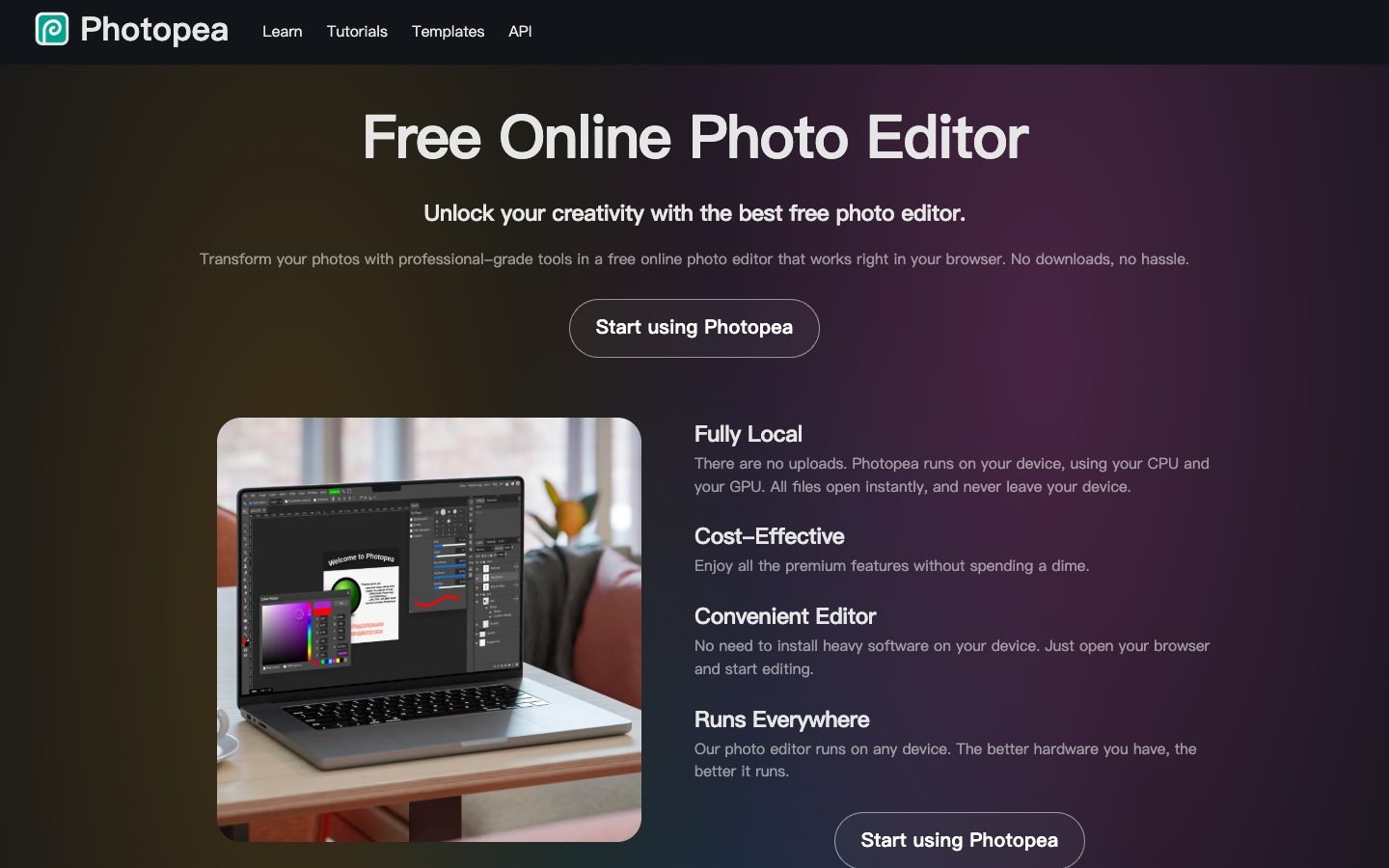 Photopea online editor page