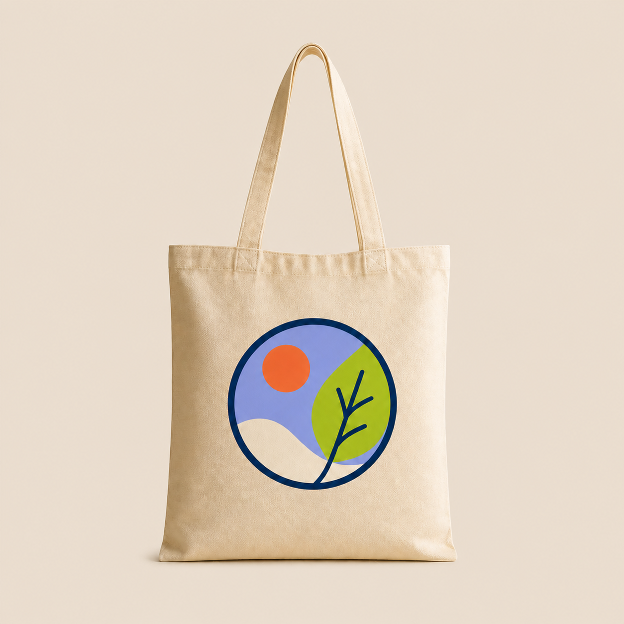 Das botanische Logo auf einer Tragetasche aus Segeltuch