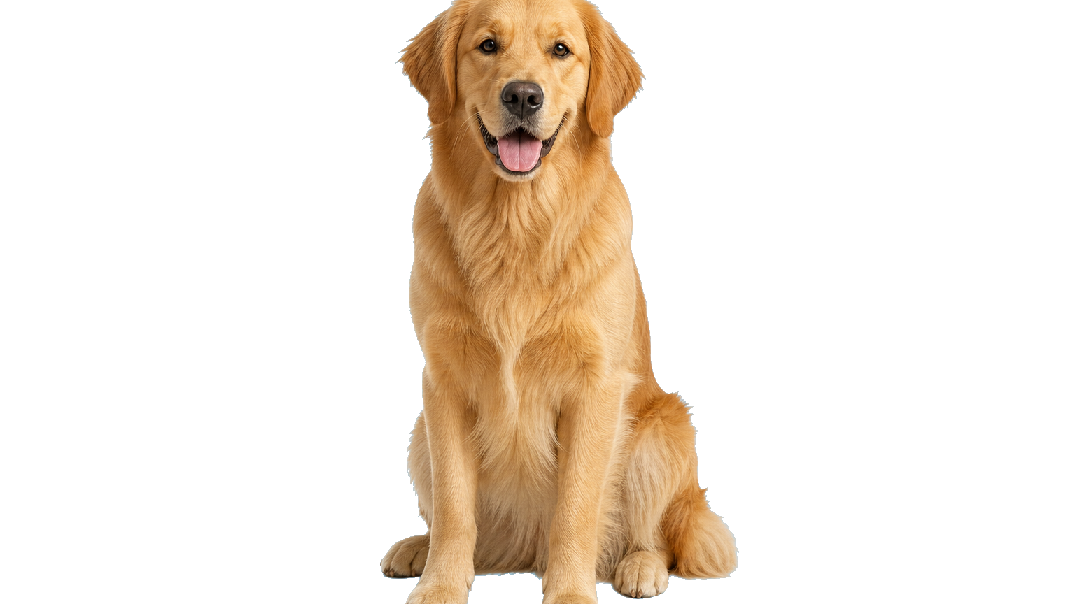 Arka planı kaldırılmış golden retriever görseli.