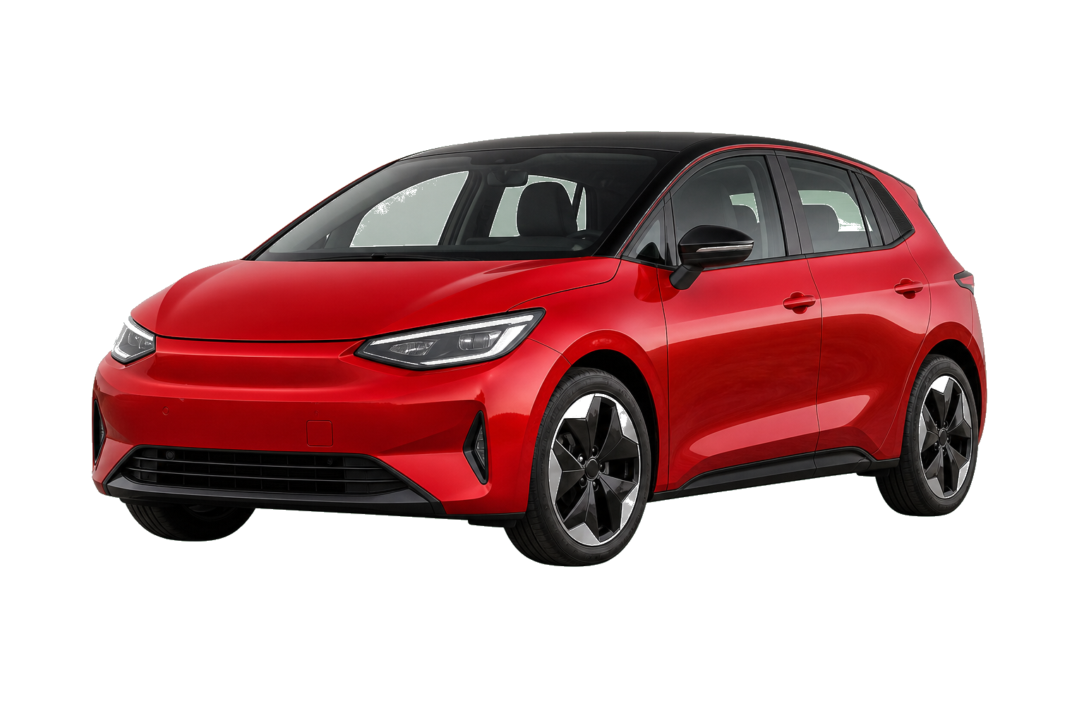 Red car with a transparent background.