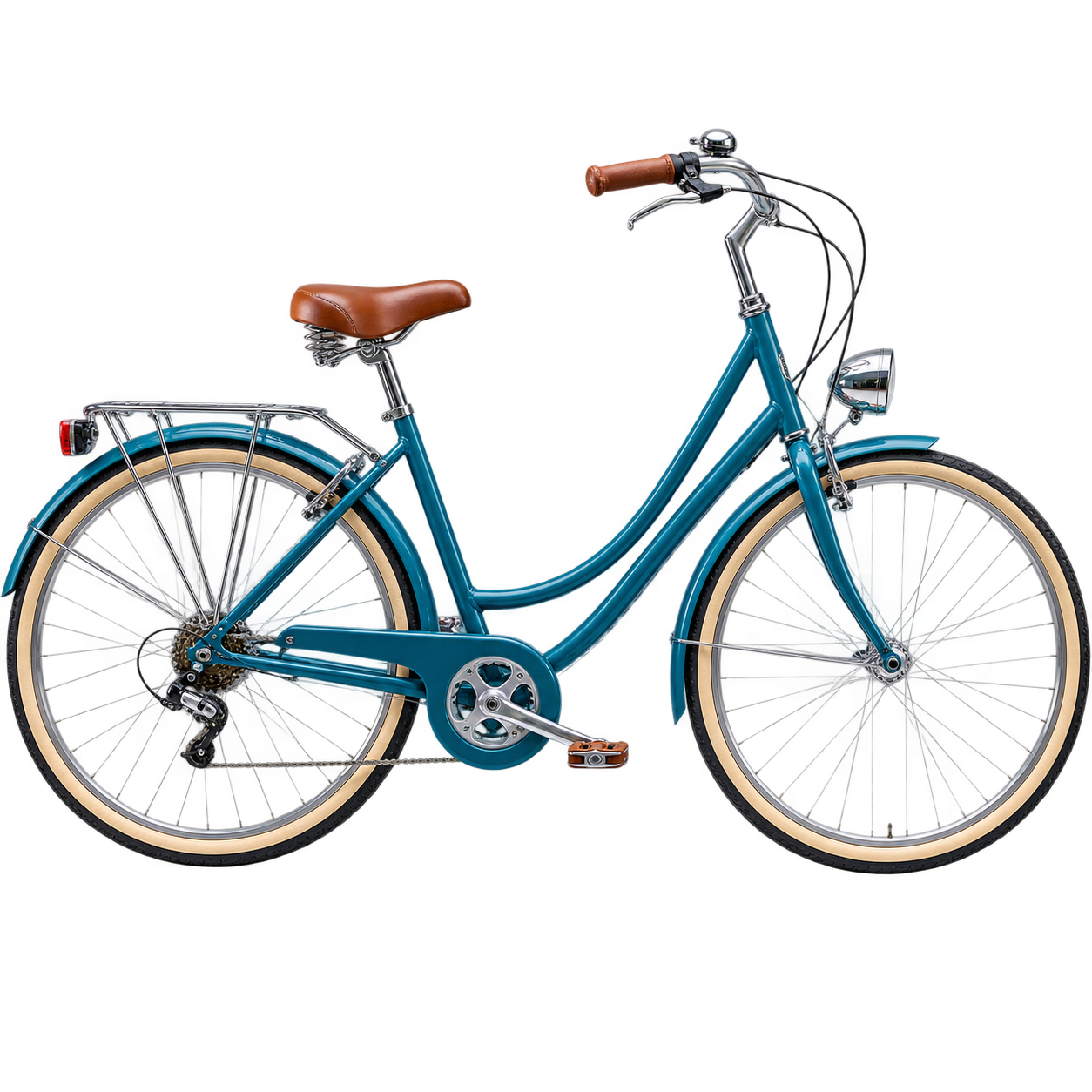 A teal bicycle cutout showing thin spokes and reflective edges on a transparent checkerboard background