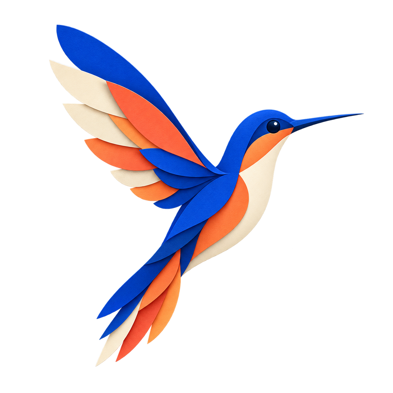 An original hummingbird brand graphic isolated on a transparent checkerboard background