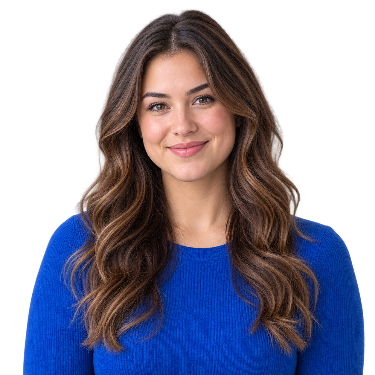 A professional portrait isolated on a transparent checkerboard background